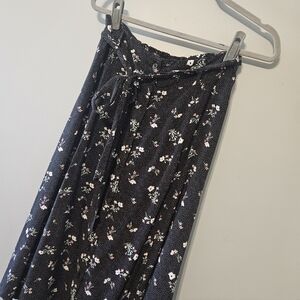 SO Black Floral Button Down Skirt